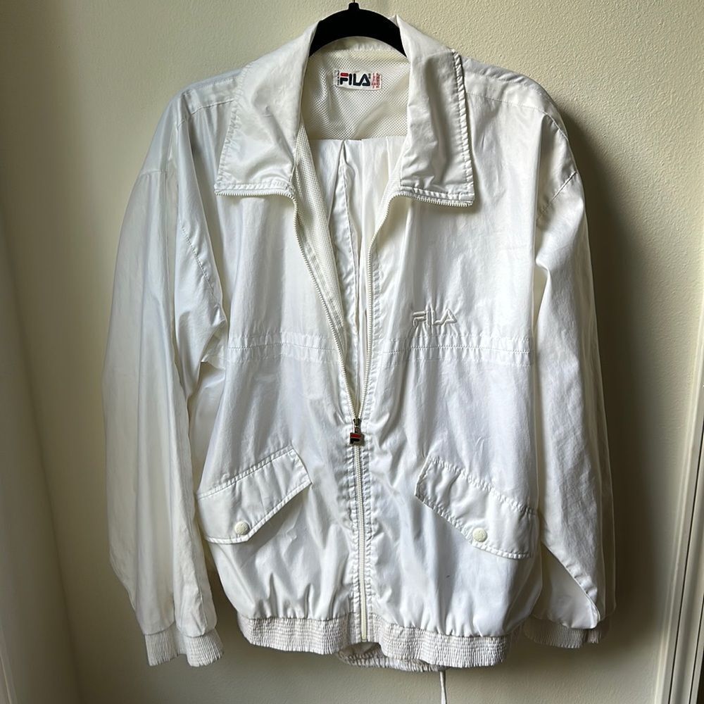 Vintage Fila windbreaker, all white tracksuit XL